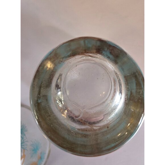 Libbey Set Of 5 Vintage Gold Aqua Pine Cone Glasses MCM - Picture 5 of 7